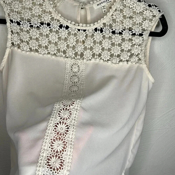 Monteau Crochet Cap Sleeve Top Blouse Size M - Picture 5 of 9